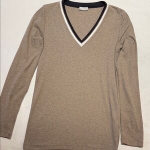 Brunello Cucinelli Tan and Black Knit Top